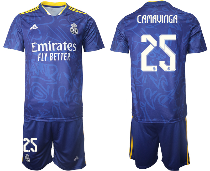 Men 2021-2022 Club Real Madrid away blue #25 Soccer Jersey